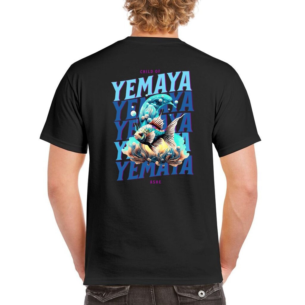 YEMAYA Ashe Shirt! "Child of Yemaya Always" urban style tshirt! Yemaya fish and dolphins Tshirt!