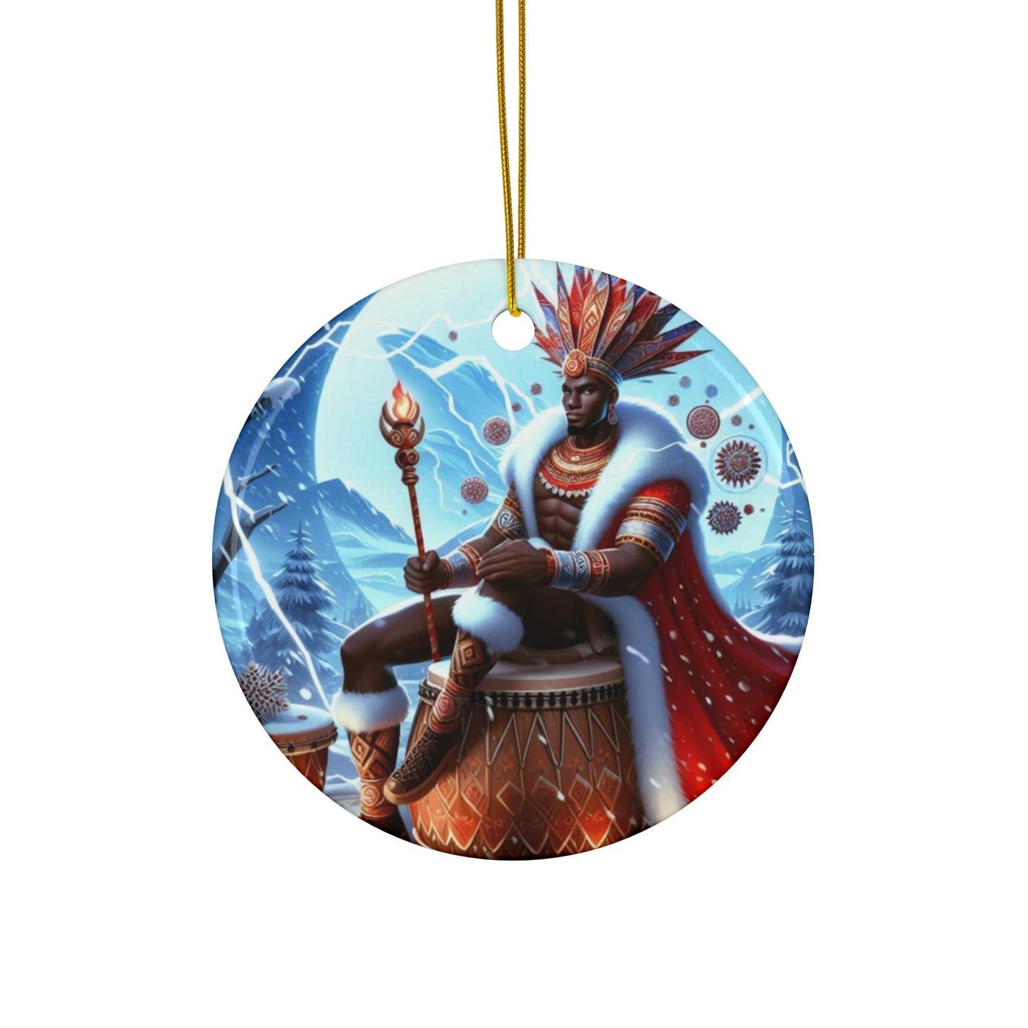 Orisha CHANGO Winter themed ornament!  Orisha Based Holiday Ornament! gift for devotee or godparent!
