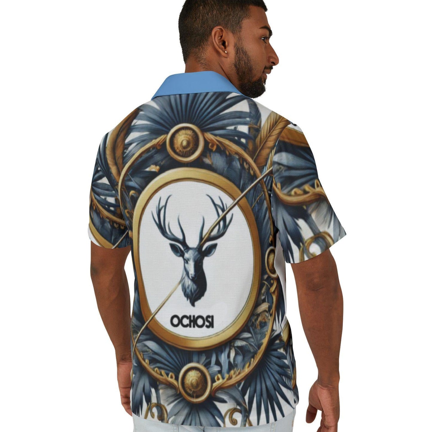 Orisha Ochosi Hawaiian Style Button Down Shirt - Gift for Devotee or Godparent