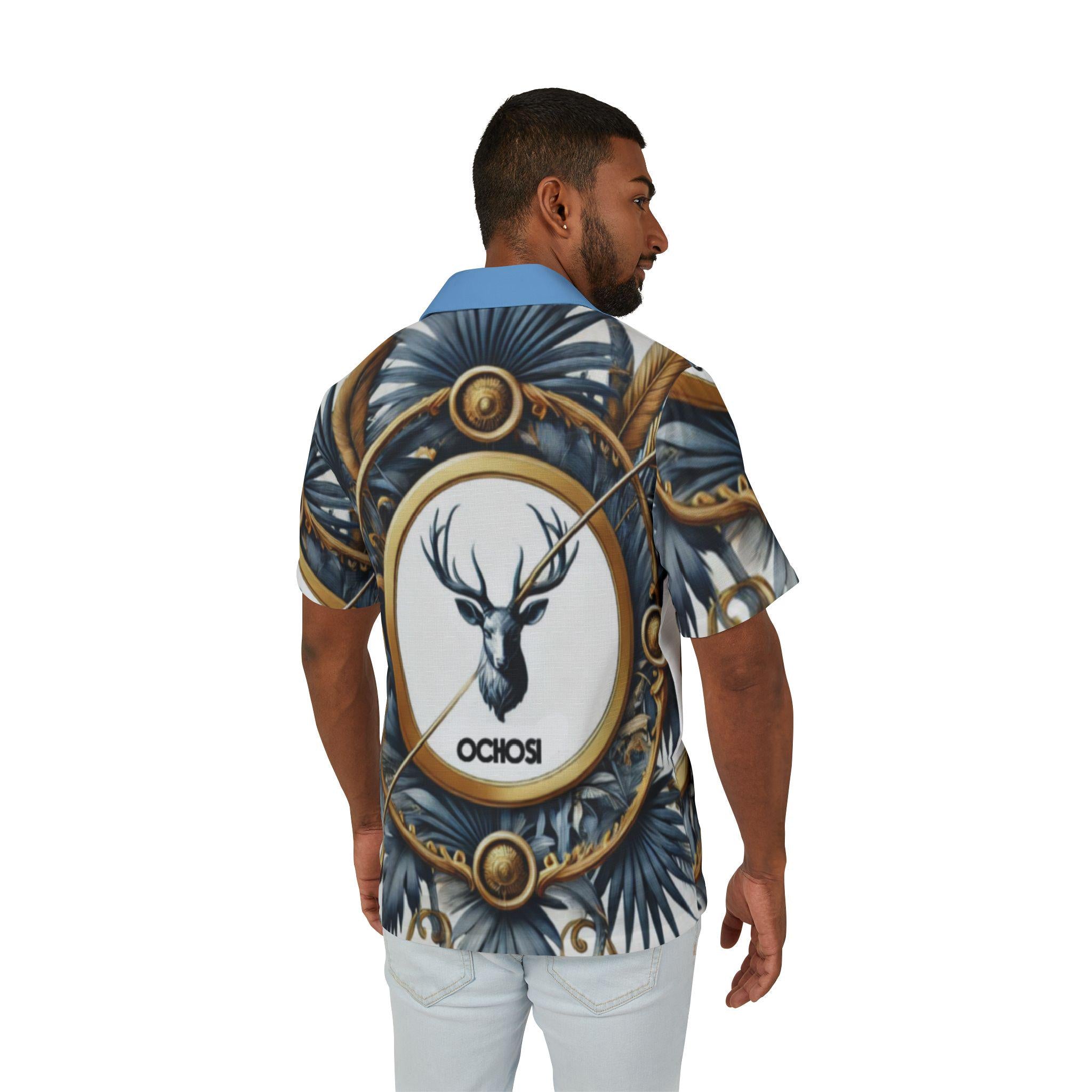 Orisha Ochosi Hawaiian Style Button Down Shirt - Gift for Devotee or Godparent