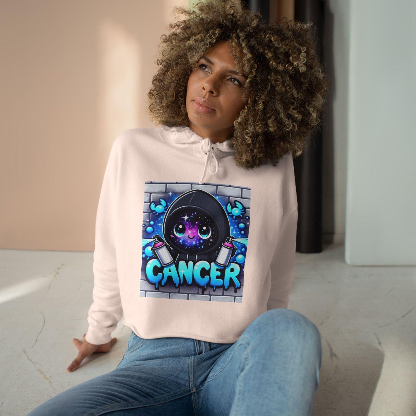 Cute Cancer Crop Hoodie - Zodiac Apparel, Astrology Gift, Trendy Women's Fashion, Horoscope Lover's Gift, Casual Wear
