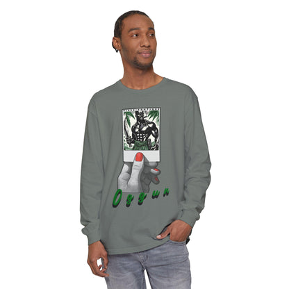 Polaroid Oggún Long Sleeve Tee – Orisha Polaroid Collection | Gift for Devotee or Godparent