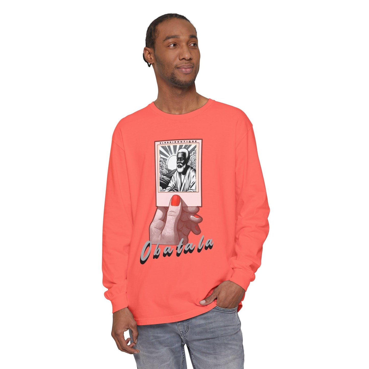 Polaroid Obatala Long Sleeve Tee for Devotee & Godparent ! Orisha Polaroid Collection