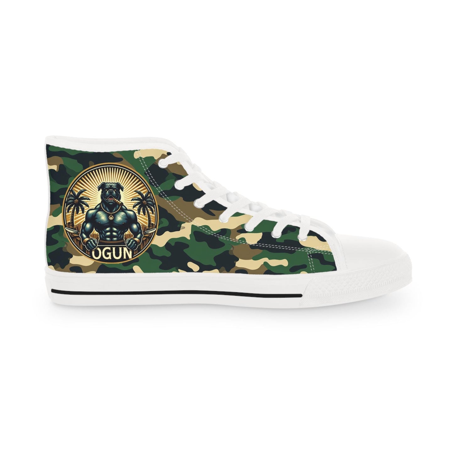 Orisha Oggún “Warrior” Camouflage High Top Sneakers – Gift for Devotee or Godparent