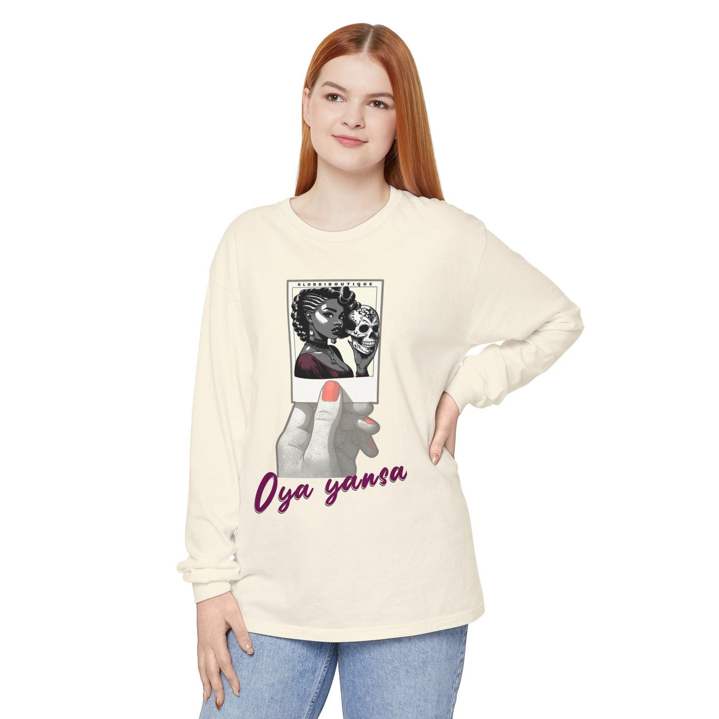Polaroid Oya Long Sleeve Tee for Devotee & Godparent, Orisha Polaroid Collection