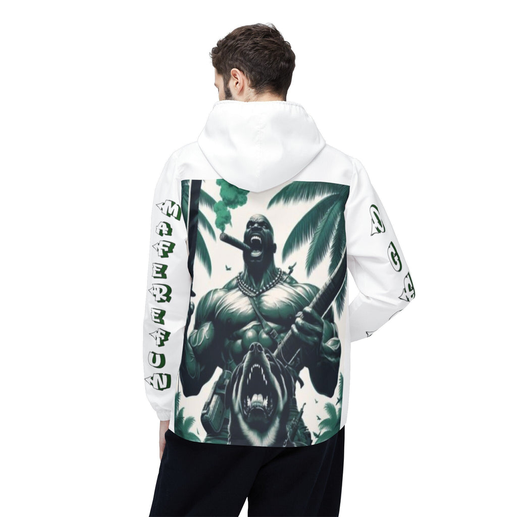 Maferefun OGGUN "Beast in the Jungle" white Windbreaker Jacket! Orisha oggun, urban style, Lucumi tradition White windbreaker jacket