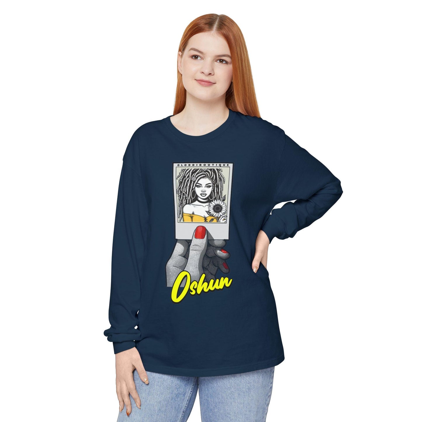 Polaroid Oshun Long Sleeve Tee for Devotee & Godparent ! Orisha Polaroid Collection