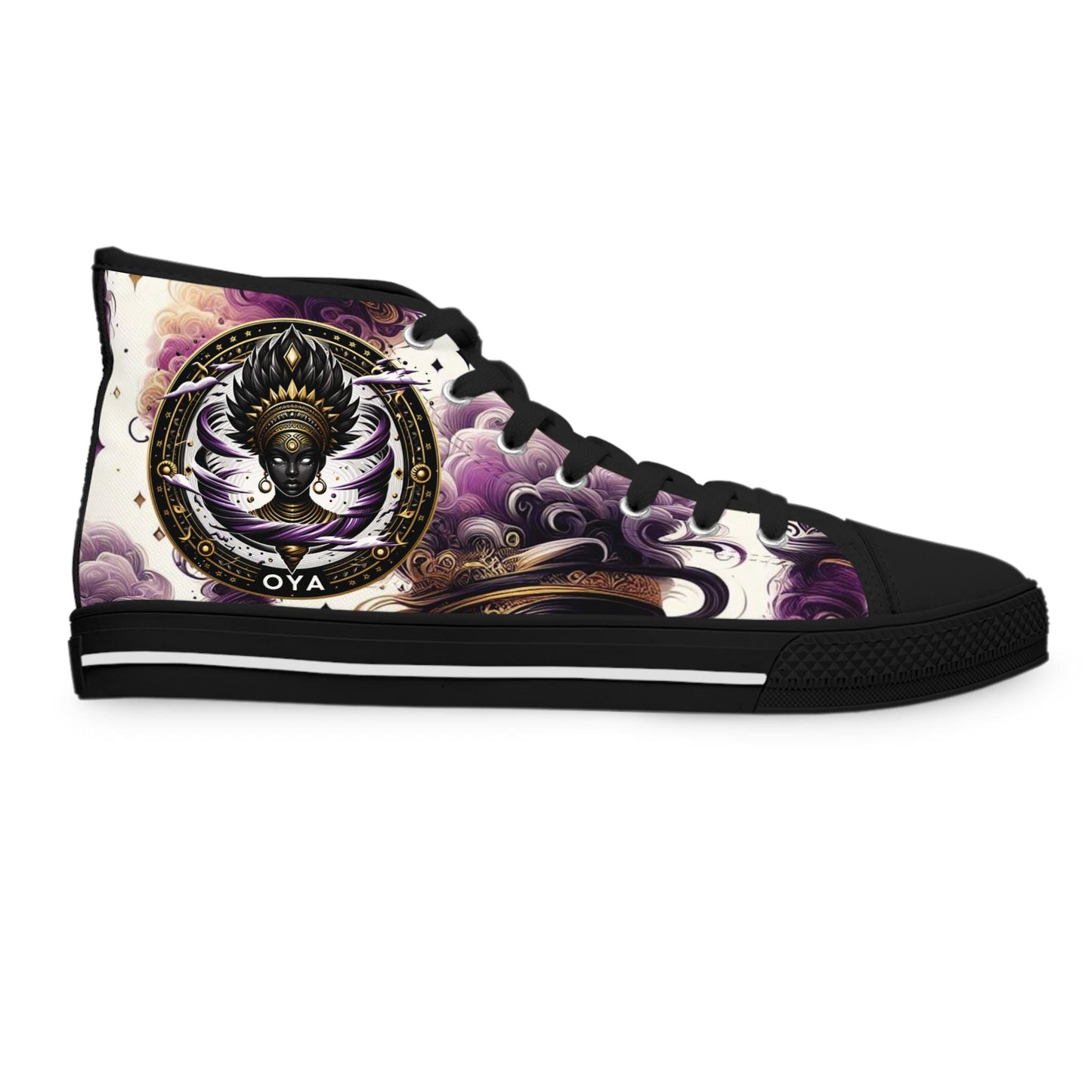 Orisha Based OYA Inspired High-Top Sneakers, Gift for Devotee or Godparent! stylish spiritual footwear!
