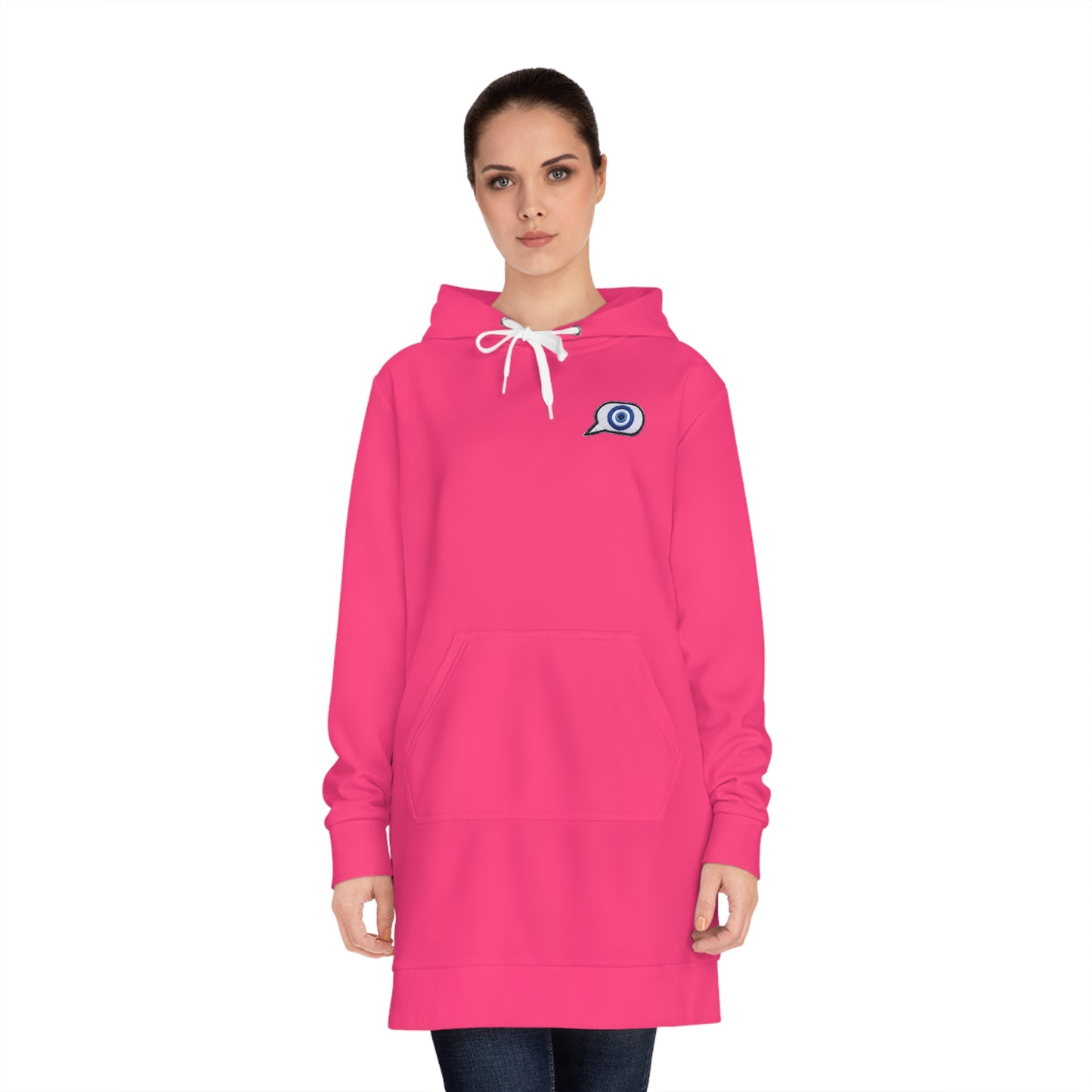 Copy of Copy of Evil Eye Lace-Up Hoodie Dress — Blue Nazar Charm Back Print