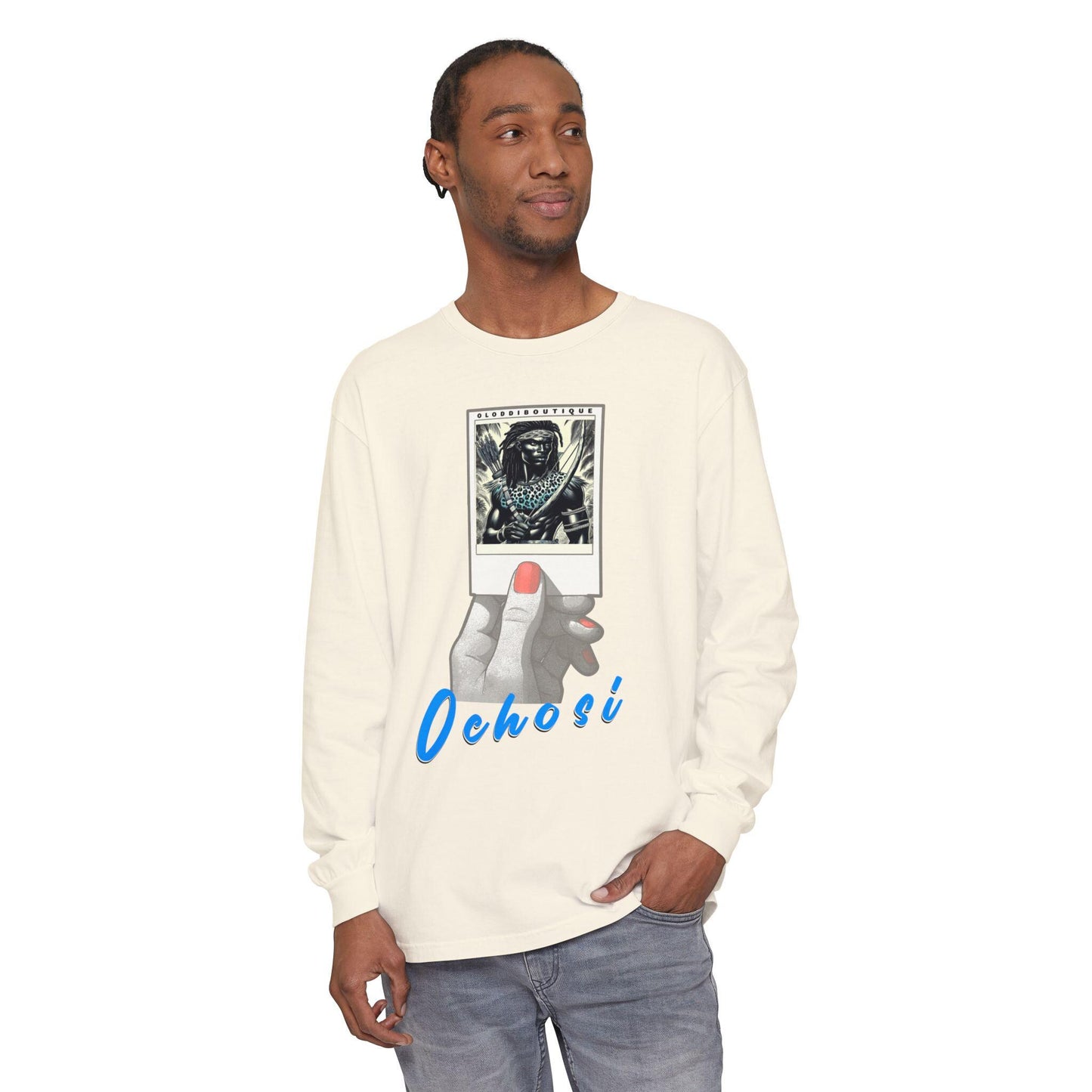 Polaroid Ochosi Long Sleeve Tee – Orisha Polaroid Collection | Gift for Devotee or Godparent