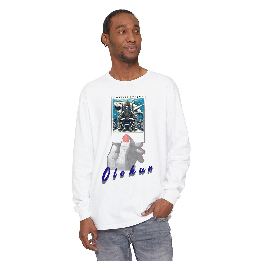Polaroid Orisha OLOKUN Long Sleeve Tee for Devotee & Godparent, Orisha Polaroid Collection