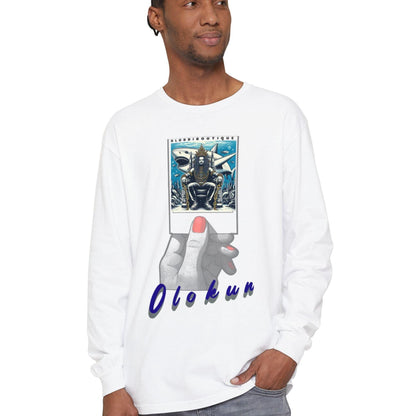Polaroid Orisha OLOKUN Long Sleeve Tee for Devotee & Godparent, Orisha Polaroid Collection