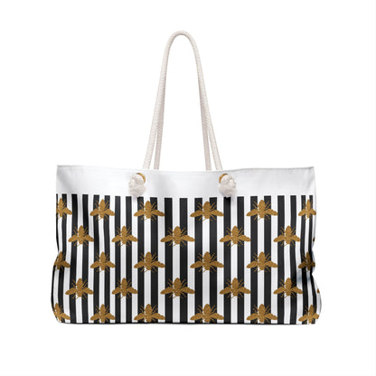 Orisha OSHUN "Golden Bees and Black Strips" Weekender on the go Stylish Bag! Gift of devotee of Godparent orisha Purse/bag