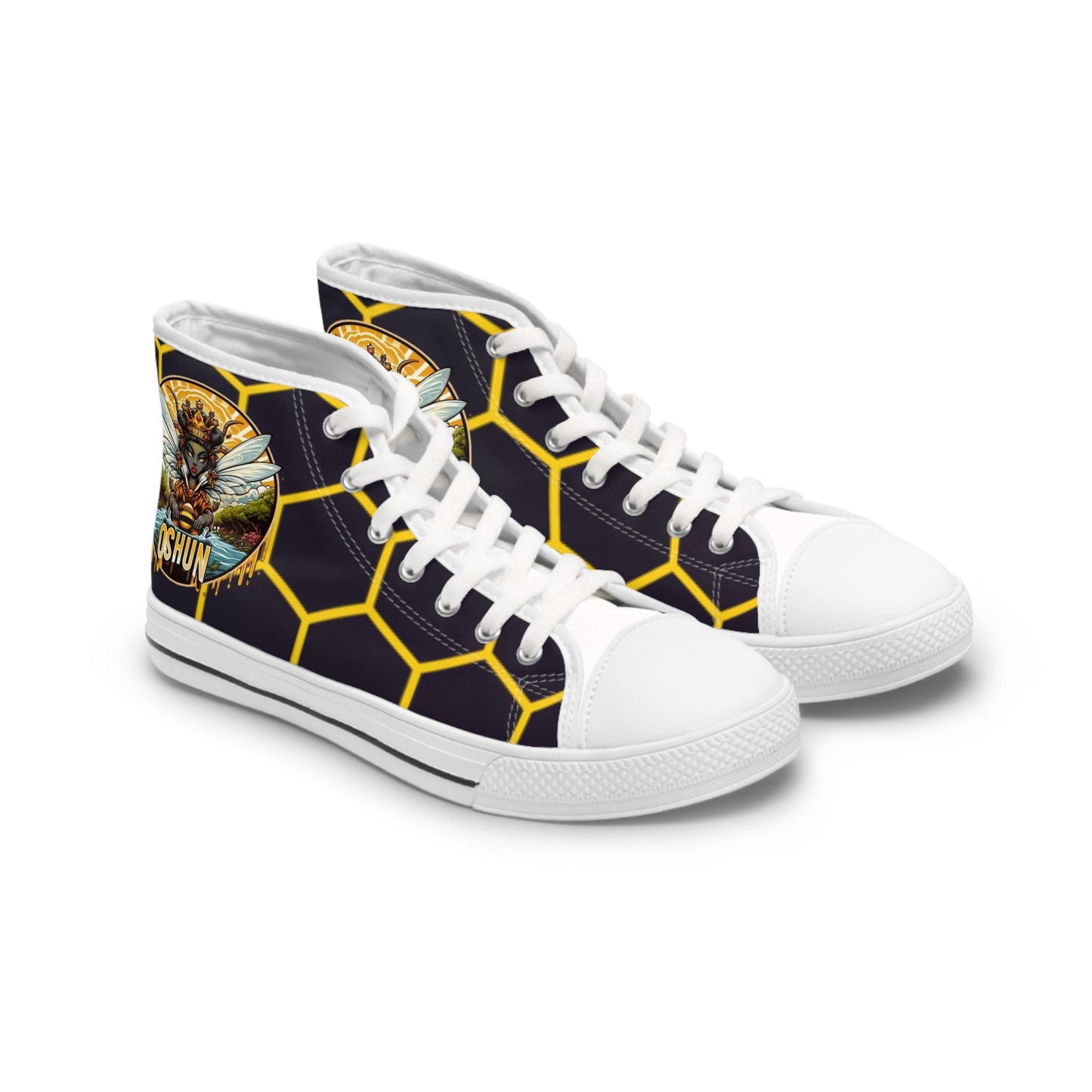 Orisha OSHUN "Honeycomb" High-Top Sneaker! Gift for Devotee or Godparent! Stylish Spiritual Footwear!!