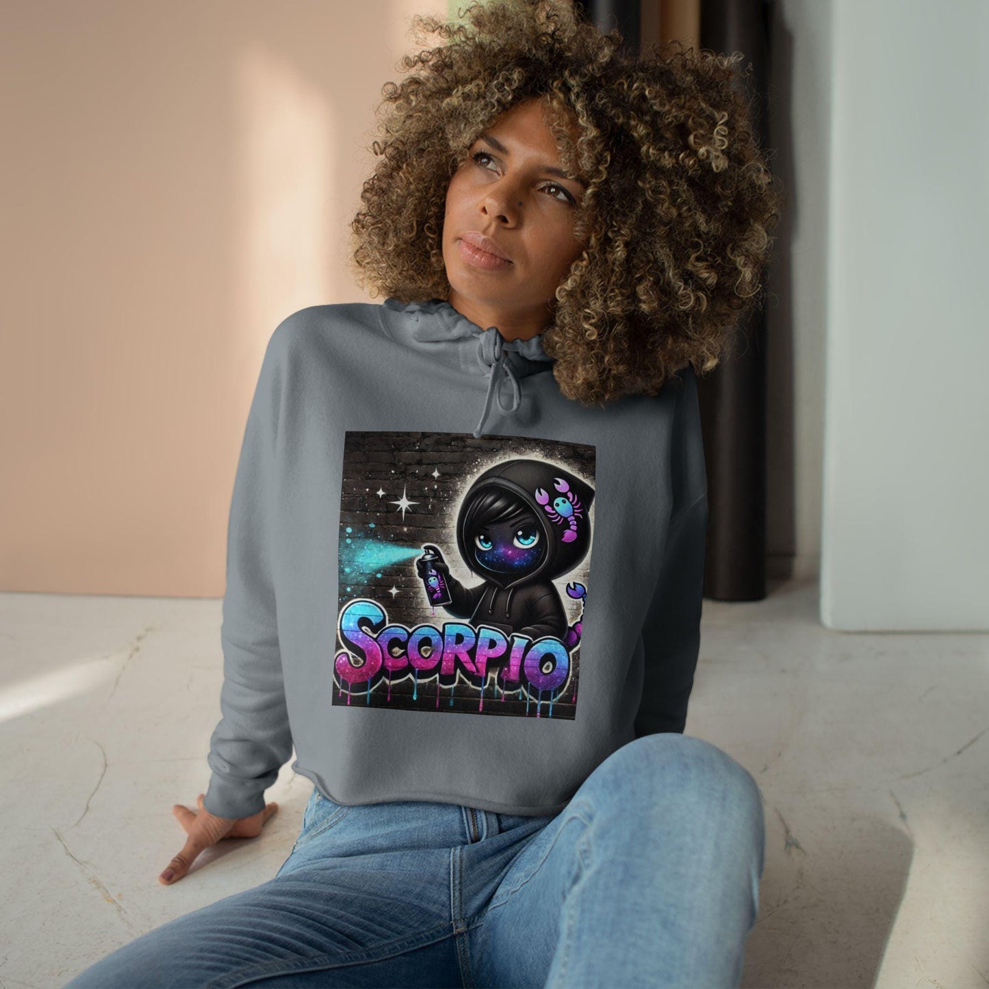 Scorpio Vibes Crop Hoodie - Trendy Astrology Apparel, Zodiac Gift, Statement Hoodie, Halloween Fashion, Horoscope Lovers