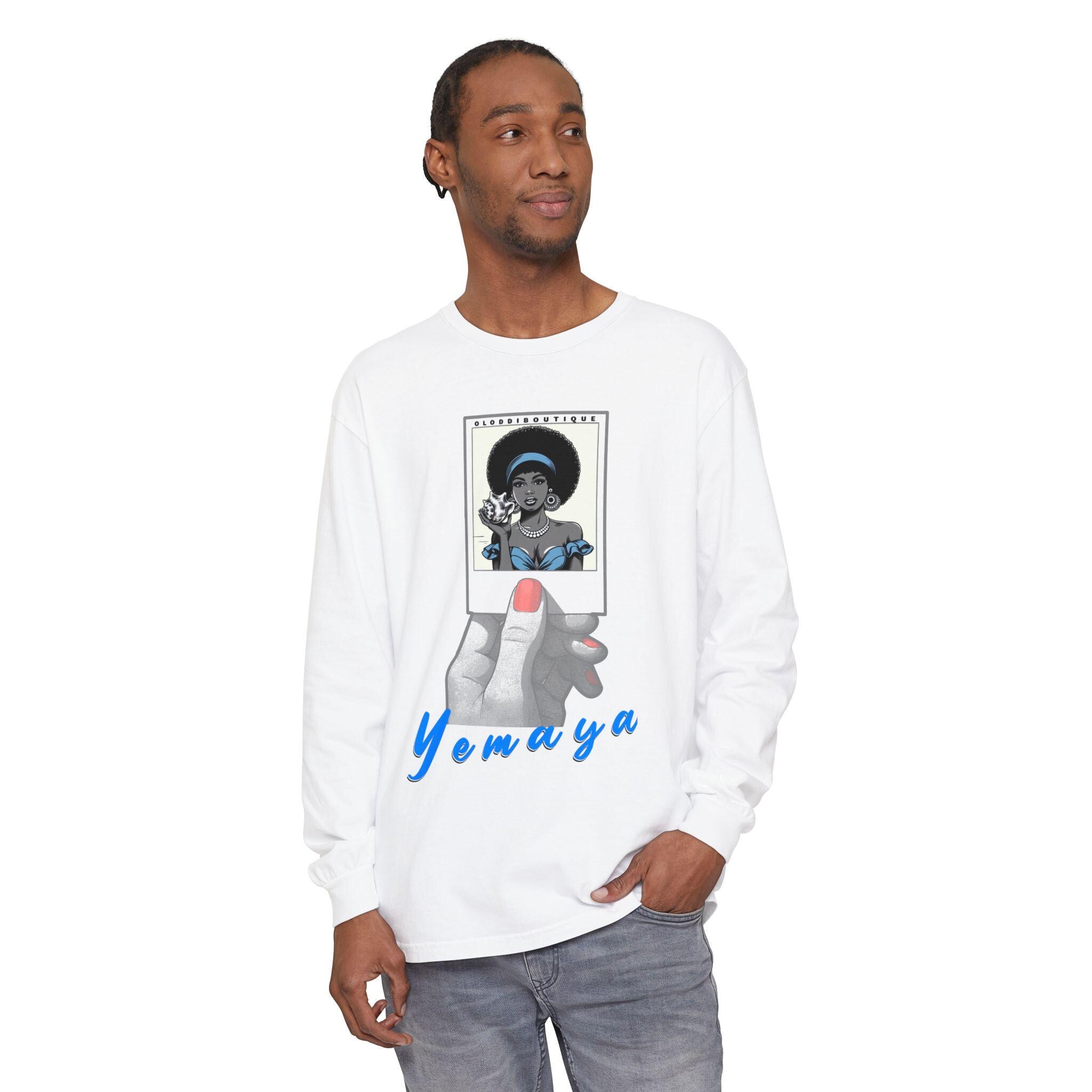Polaroid Yemaya Long Sleeve Tee for Devotee & Godparent ! Orisha Polaroid Collection