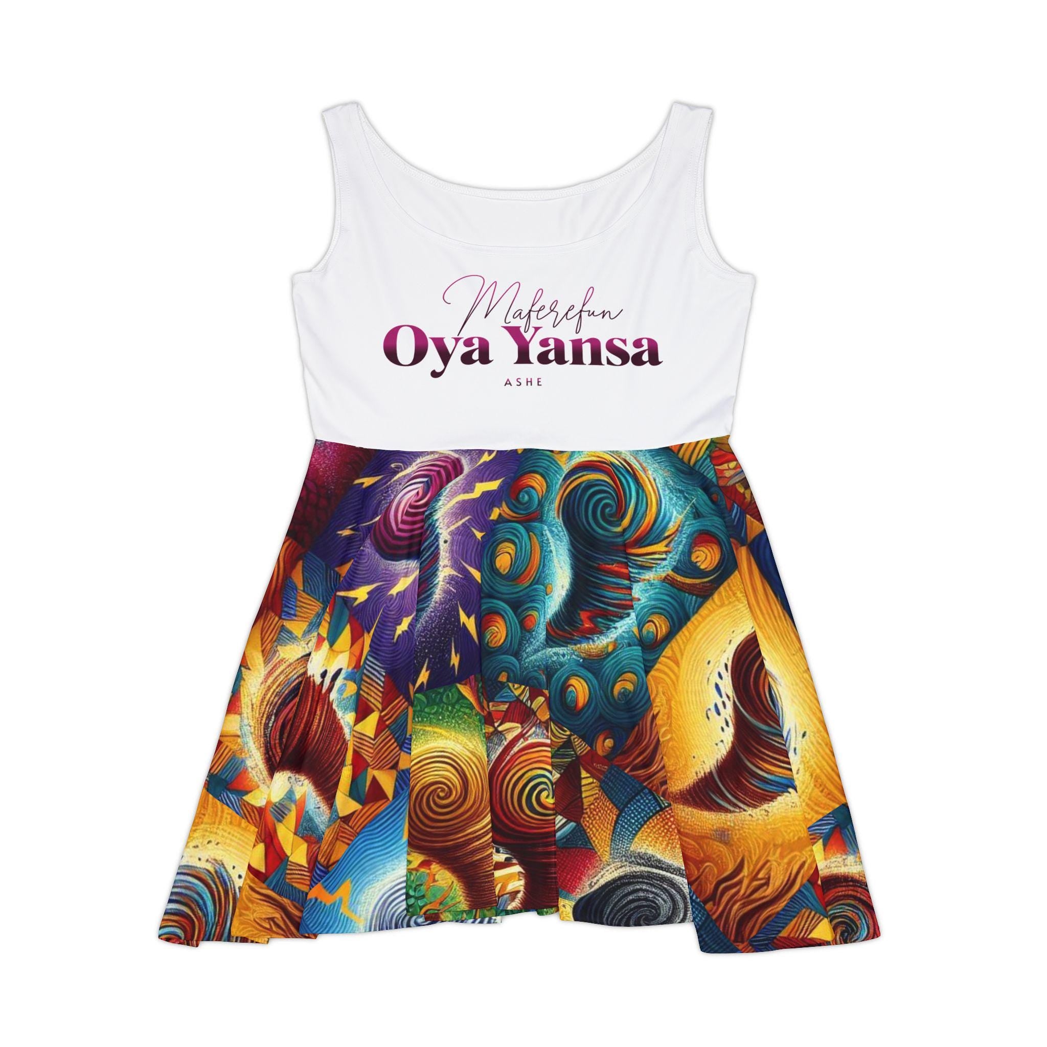 Maferefun OYA YANSA Summer Skater Dress! Gift for Devotee or Godparent! Lucumi Based Orisha OYA Ladies Summer Dress!