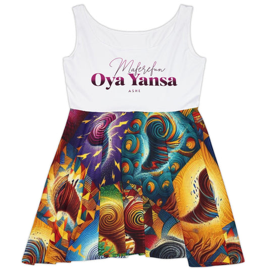 Maferefun OYA YANSA Summer Skater Dress! Gift for Devotee or Godparent! Lucumi Based Orisha OYA Ladies Summer Dress!