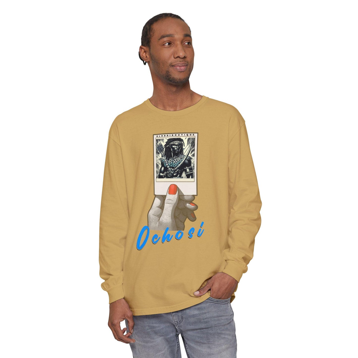 Polaroid Ochosi Long Sleeve Tee – Orisha Polaroid Collection | Gift for Devotee or Godparent