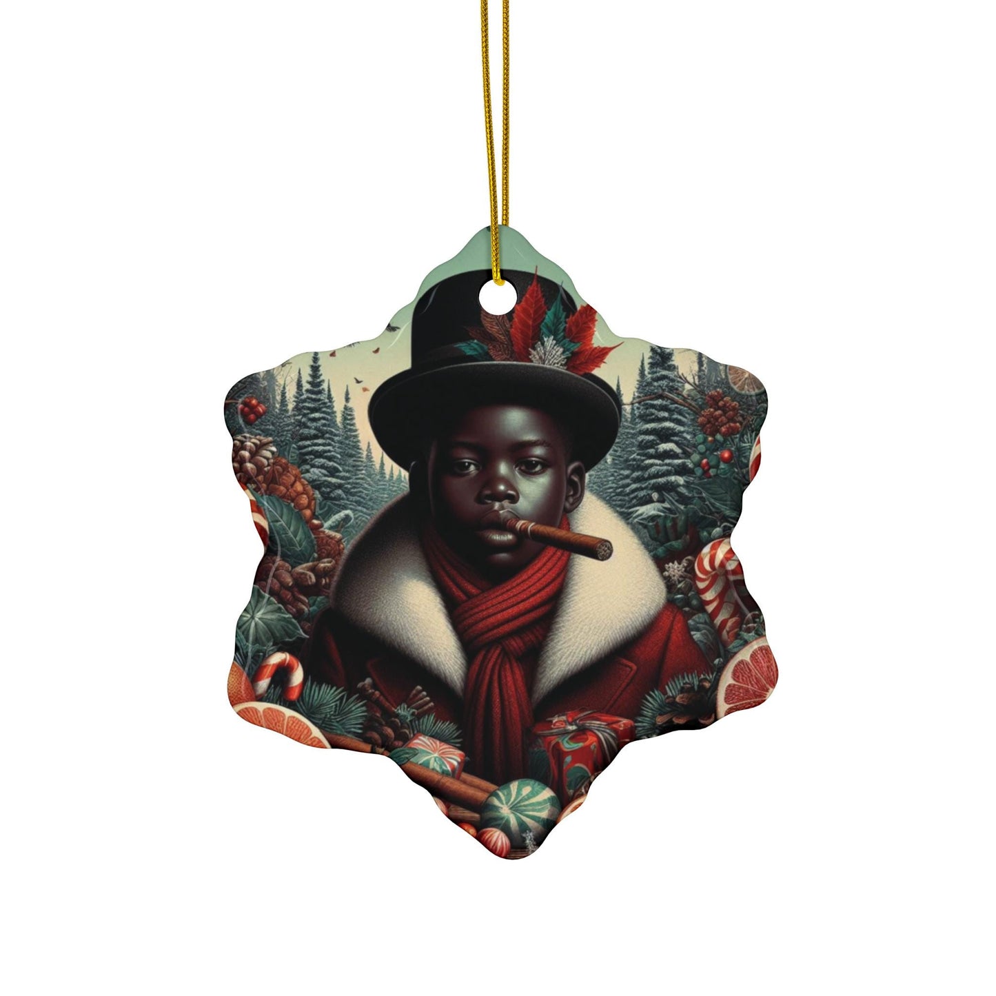 Orisha Inspired ELLEGUA Winter Theme Ornament! Festive Orisha Based Ornament!