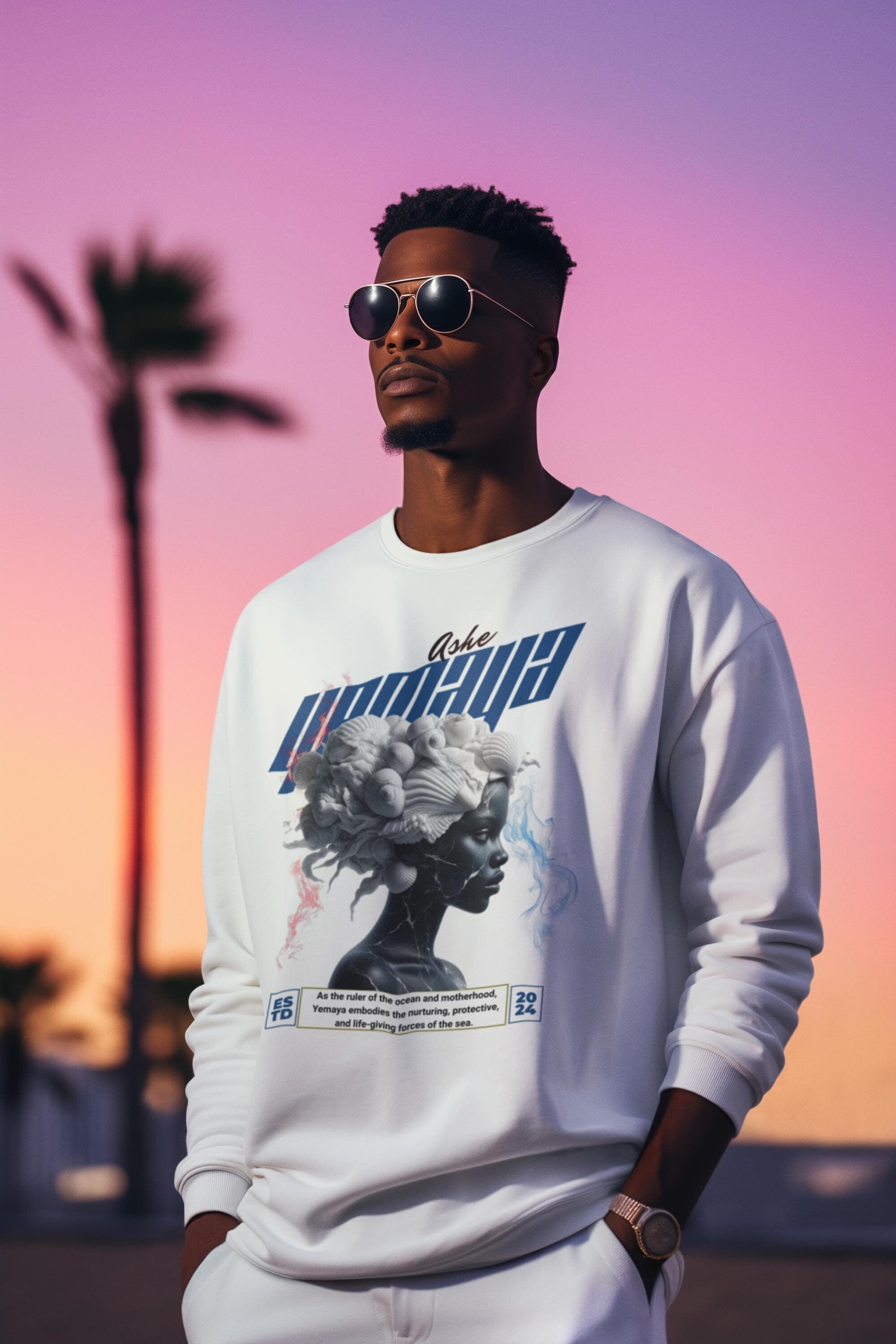 Orisha Yemaya “Marble Royalty” Sweatshirt – Ruler of the Ocean | Gift for Devotee or Godparent
