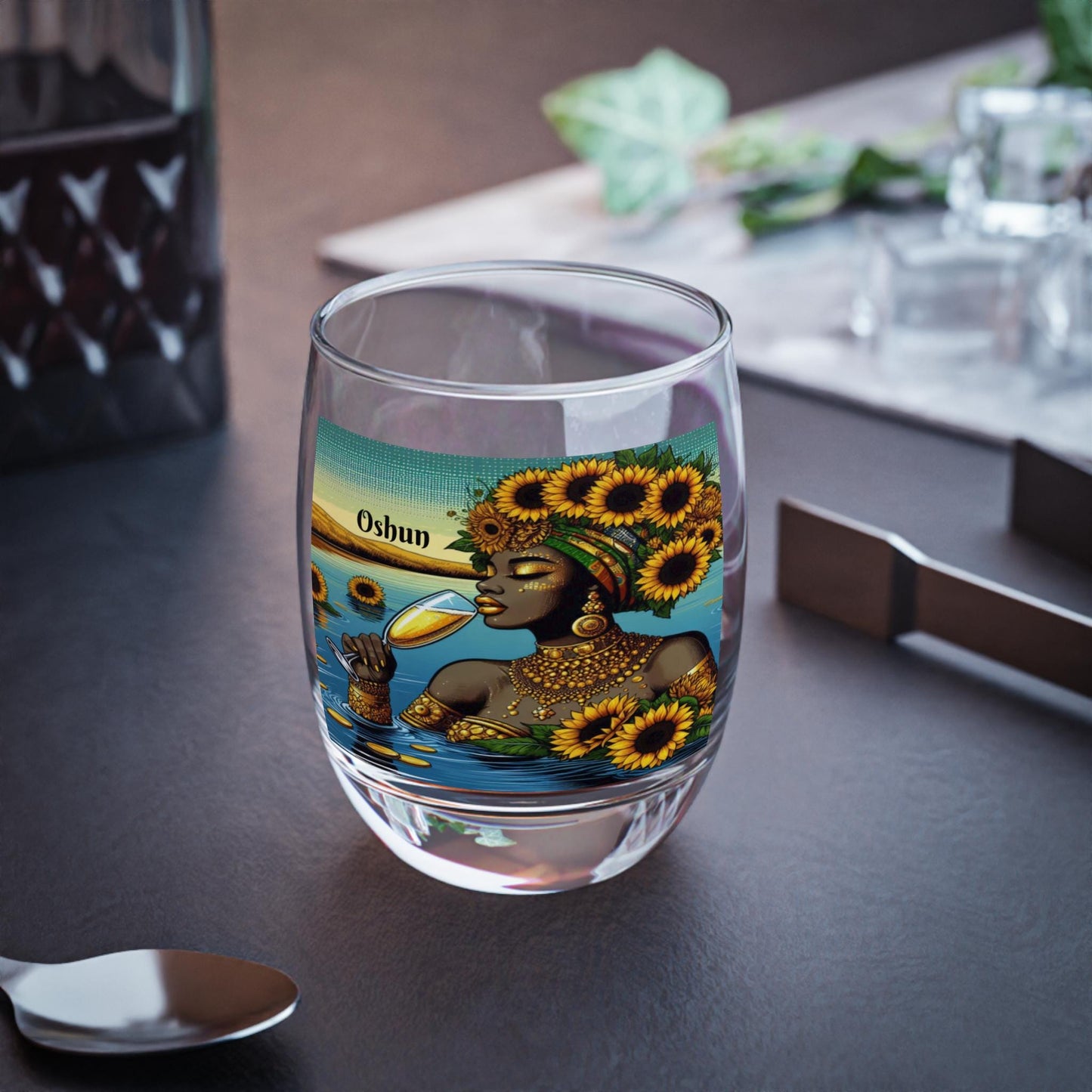 Oshun “Cheers To” Whiskey Style Drinking Glass – Gift for Devotee or Godparent