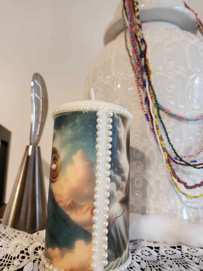 Orisha OBATALA Snails and Pearls Elegant Decor or Custom Candle, Gift for Godparents or Orisha Devotee Obatala Candle!