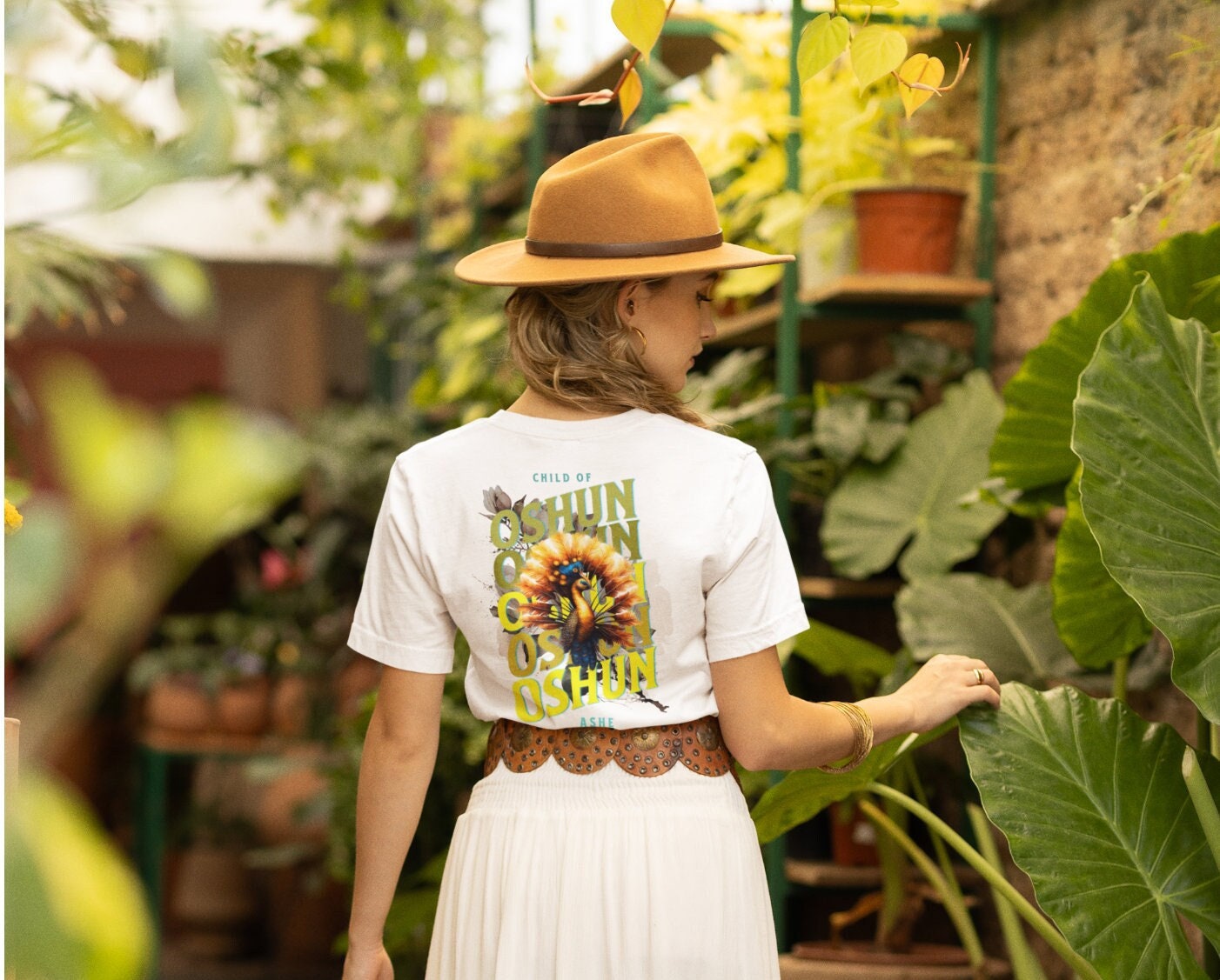 Orisha OSHUN peacock  Ashe Unisex Retro tshirt, Child of OSHUN Tshirt, Ashe OSHUN Afroculture Yoruba Orisha Tshirt