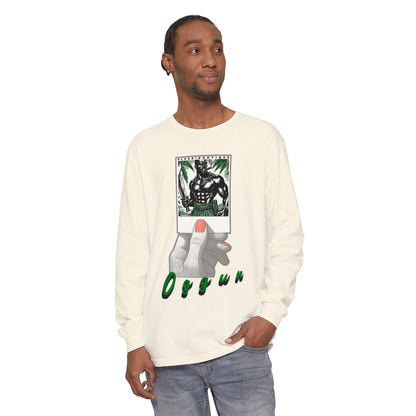 Polaroid Oggún Long Sleeve Tee – Orisha Polaroid Collection | Gift for Devotee or Godparent