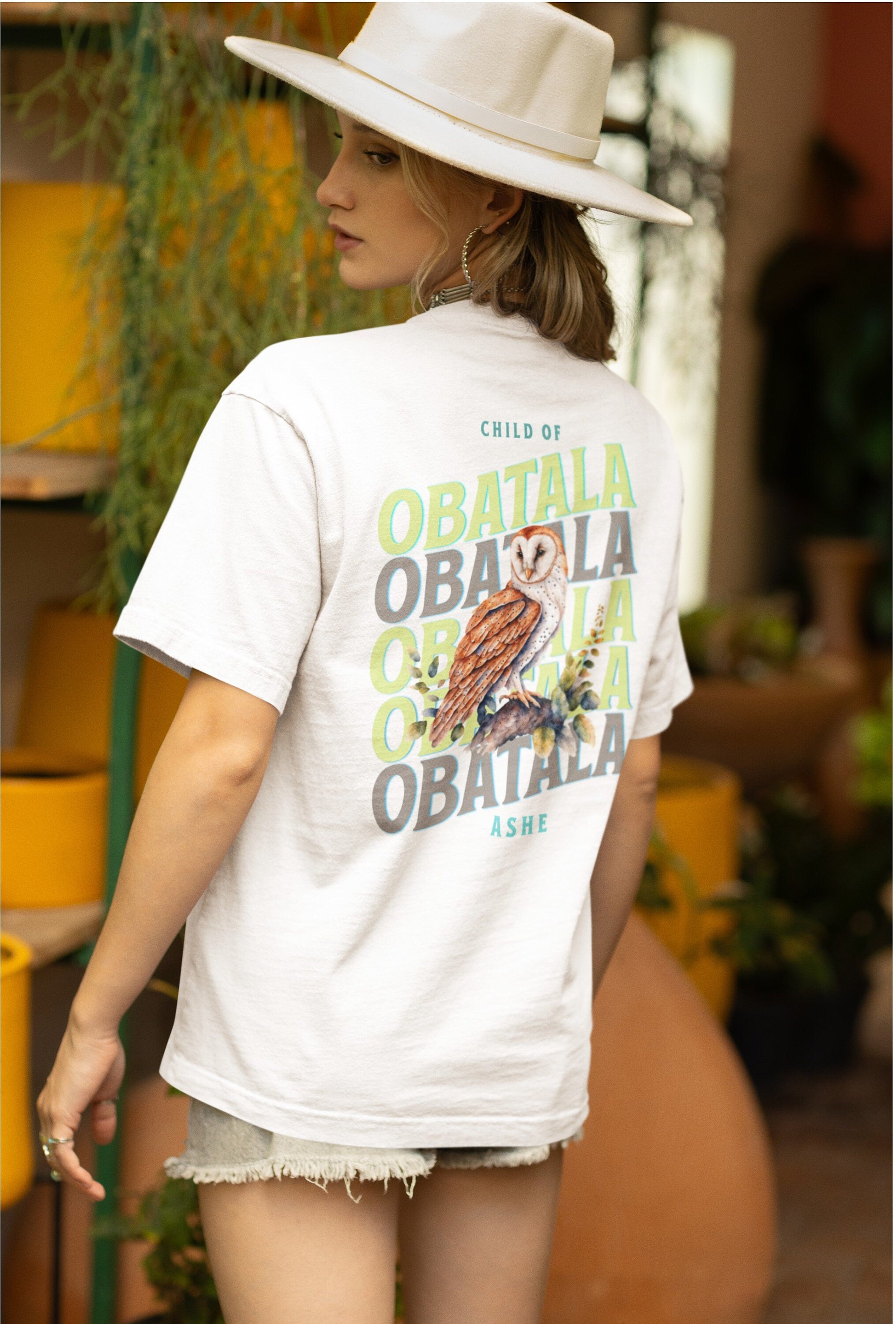 Orisha OBATALA Owl Ashe Unisex Retro tshirt, Child of Obatala Tshirt, Ashe Obatala Afroculture Yoruba Orisha Tshirt