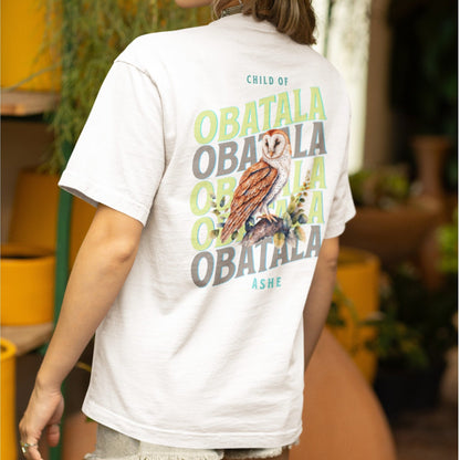 Orisha OBATALA Owl Ashe Unisex Retro tshirt, Child of Obatala Tshirt, Ashe Obatala Afroculture Yoruba Orisha Tshirt