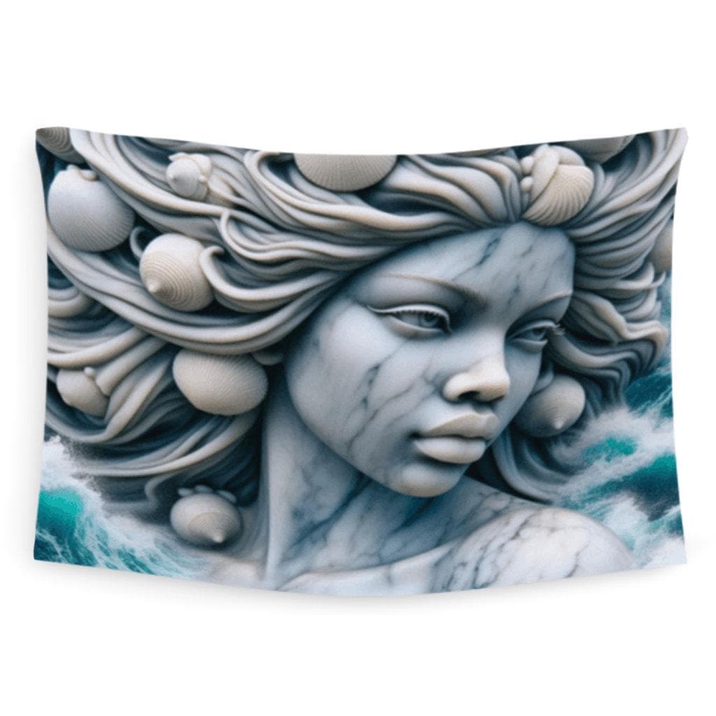 Maferefun YEMAYA Marble Ocean Tapestry – Orisha Wall Art | Gift for Devotee or Godparent