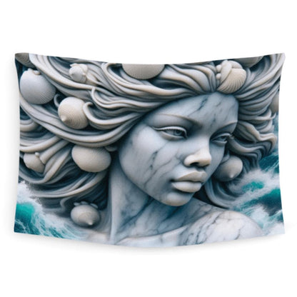 Maferefun YEMAYA Marble Ocean Tapestry – Orisha Wall Art | Gift for Devotee or Godparent