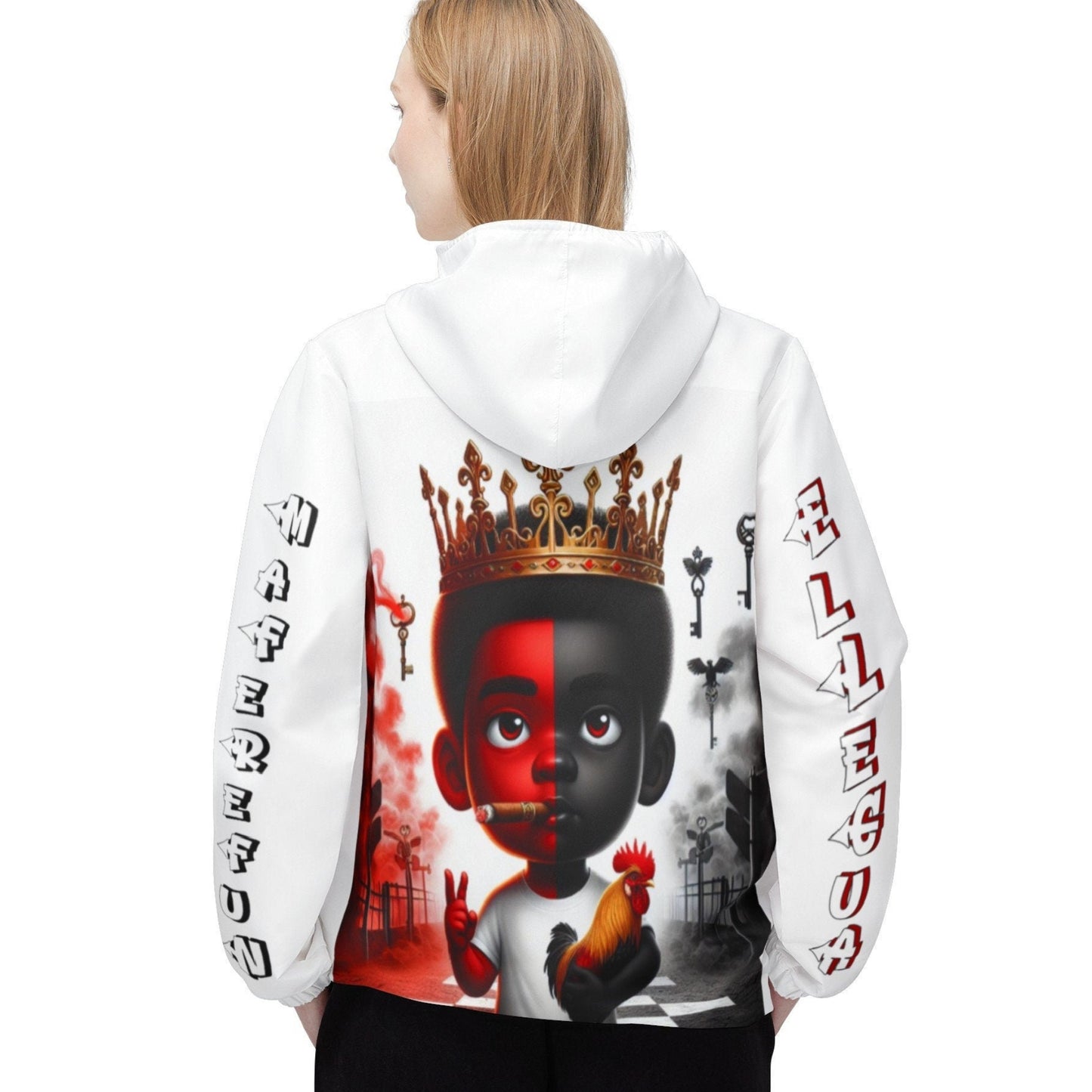 Maferefun Orisha ELLEGUA "Keeper of Keys" white Stylish Ashe Jacket, gift for devotee or godparents,
