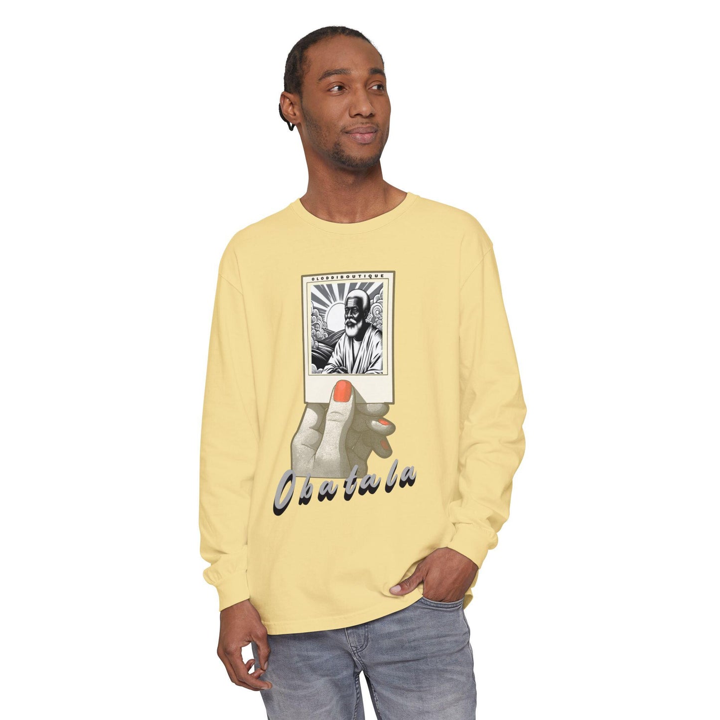 Polaroid Obatala Long Sleeve Tee for Devotee & Godparent ! Orisha Polaroid Collection