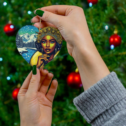 Orisha OSHUN winter themed Ornament! Oshun festive holiday ornament! Gift for Devotee and Godparent!