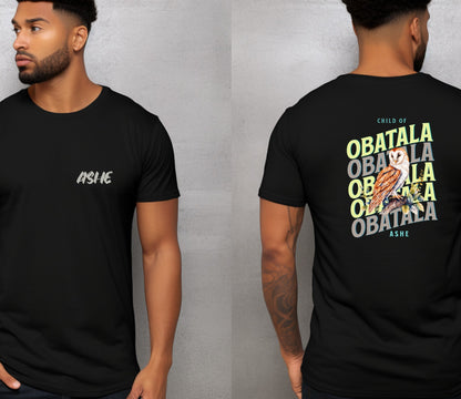 Orisha OBATALA Owl Ashe Unisex Retro tshirt, Child of Obatala Tshirt, Ashe Obatala Afroculture Yoruba Orisha Tshirt