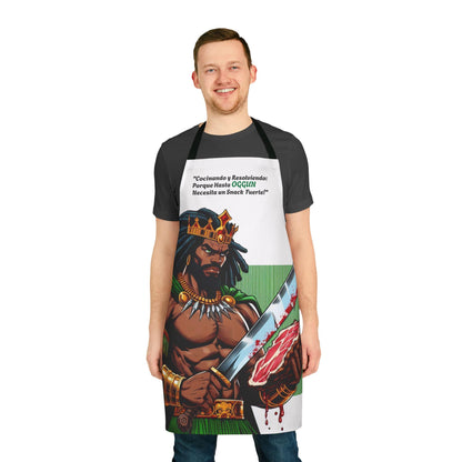 Delantal "Cocinado" de Oggún: ¡Ideal para el Cocinero! Un regalo fuerte para devotos, padrinos o chefs