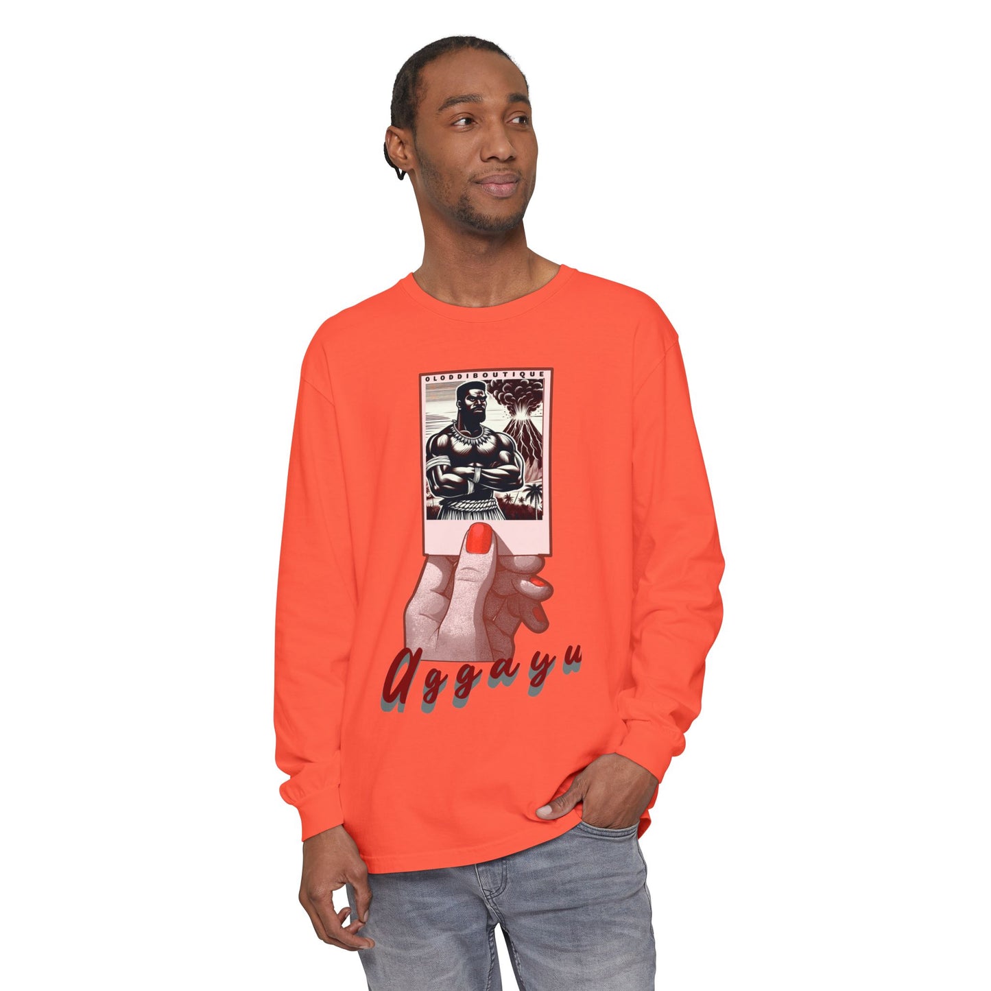 Polaroid Aggayú (Agayu) Long Sleeve Tee for Devotee & Godparent! Orisha Polaroid Collection