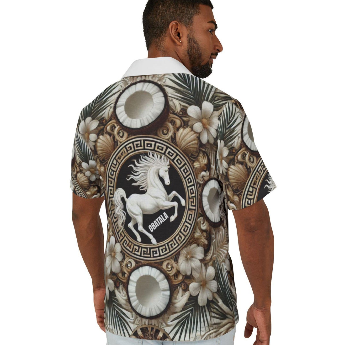 Orisha Obatala Hawaiian Style Button Down Shirt - Gift for Devotee or Godparent