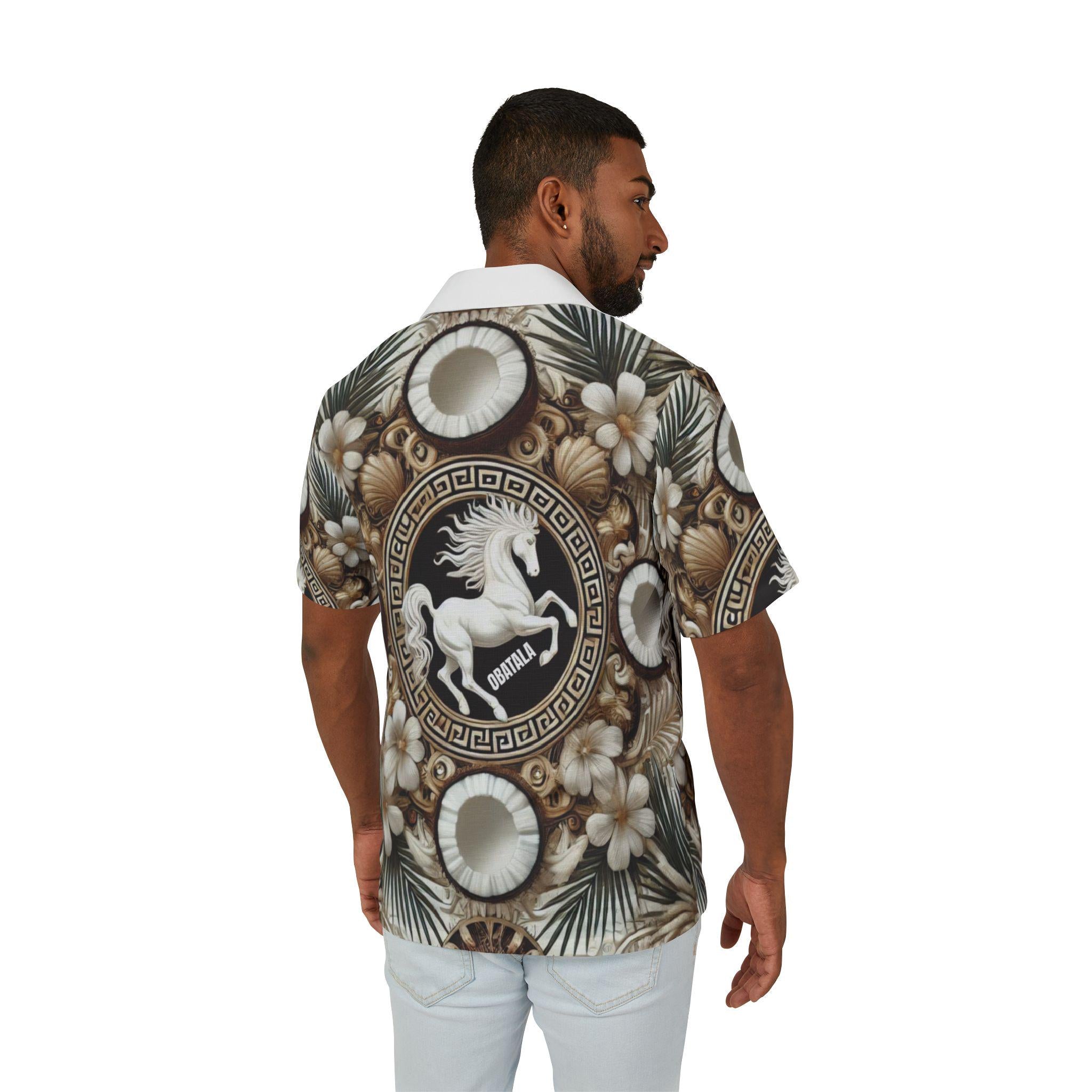 Orisha Obatala Hawaiian Style Button Down Shirt - Gift for Devotee or Godparent