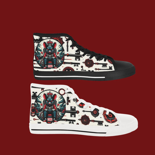 Orisha ESHU inspired "KEY HOLDER" High Top Sneakers! Gift for devotee or godparent! Stylish Orisha based Footwear/Sneakers