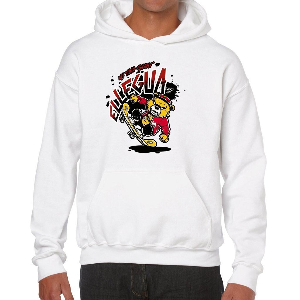 Orisha ELLEGUA "My tiny Giant"  Bear on skateboard Cute Retro Style Gift for a Friend Unisex Hoodie!