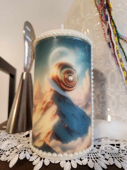 Orisha OBATALA Snails and Pearls Elegant Decor or Custom Candle, Gift for Godparents or Orisha Devotee Obatala Candle!