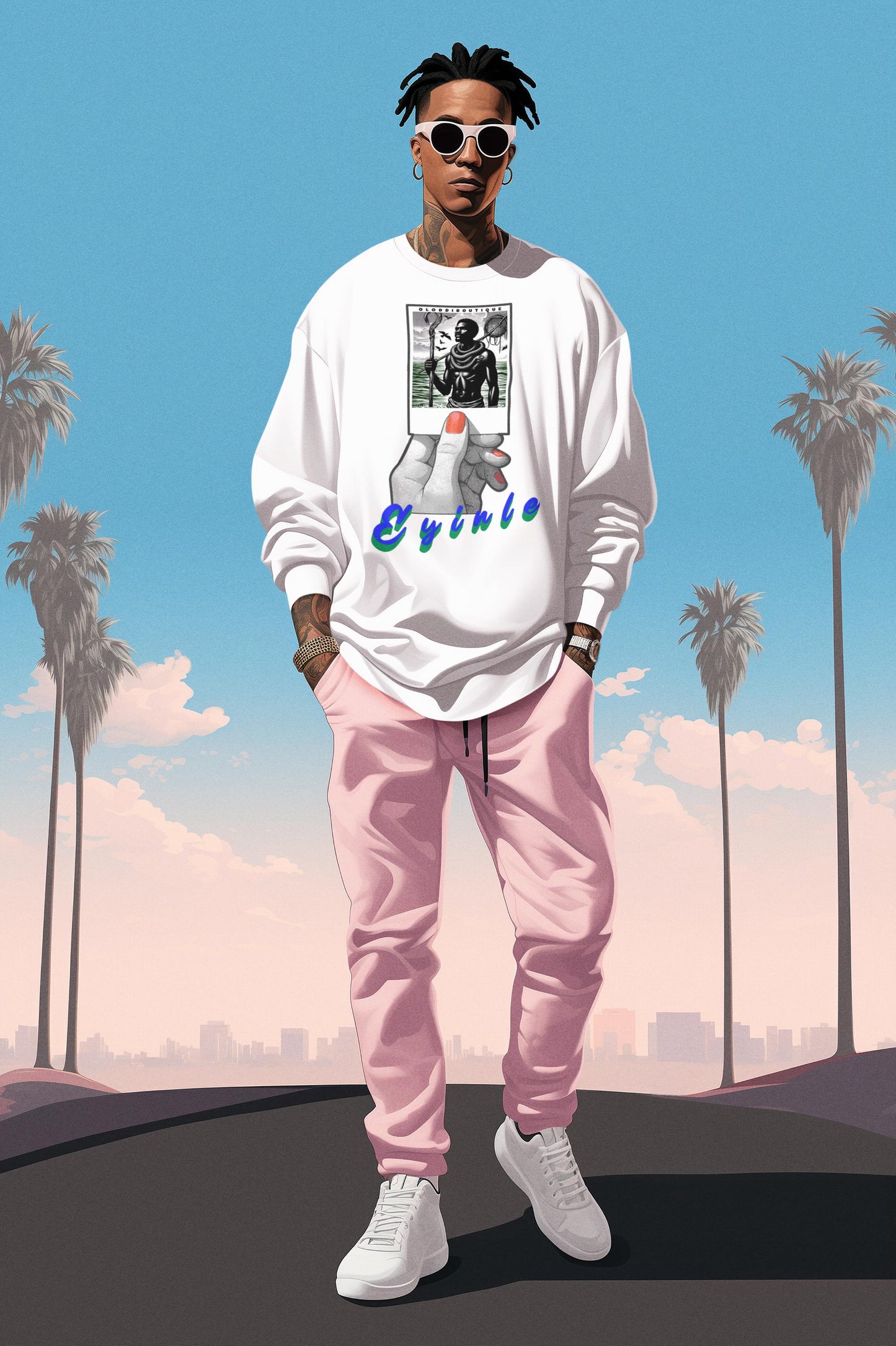Polaroid Erinle (Eyinle) Long Sleeve Tee for Devotee & Godparent! Orisha Polaroid Collection