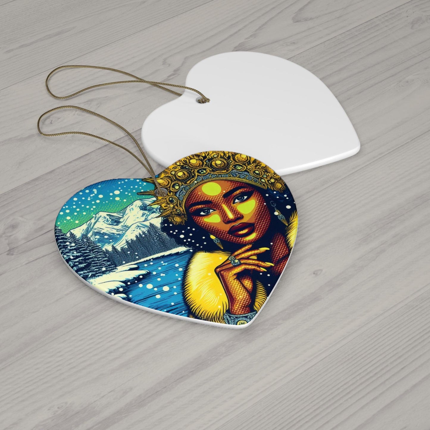 Orisha OSHUN winter themed Ornament! Oshun festive holiday ornament! Gift for Devotee and Godparent!