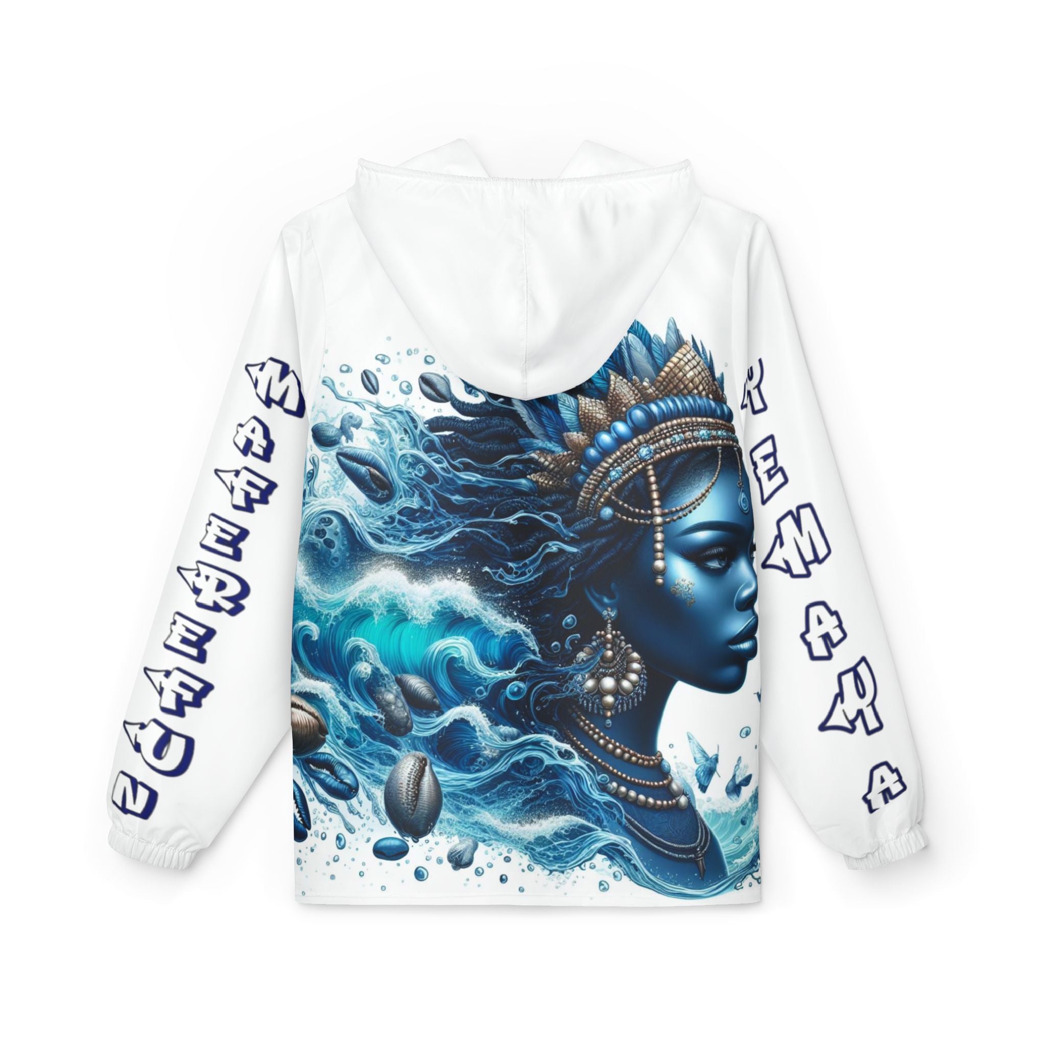 Maferefun Yemaya “Ocean Queen” White Windbreaker Jacket – Orisha Urban Style | Gift for Devotee or Godparent