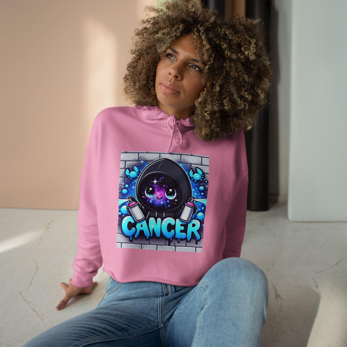 Cute Cancer Crop Hoodie - Zodiac Apparel, Astrology Gift, Trendy Women's Fashion, Horoscope Lover's Gift, Casual Wear
