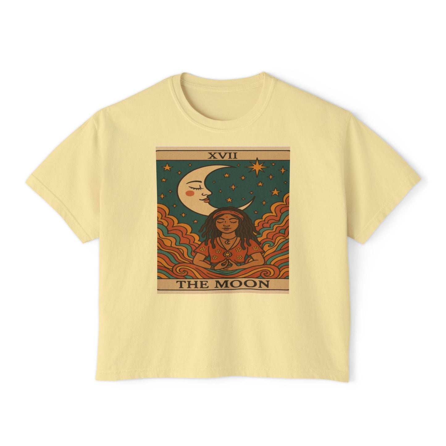 Mystical TAROT Moon Women's Boxy Tee, Tarot Tee, Astrology Shirt, Astrology Gift, Boho Fashion, Spiritual Apparel