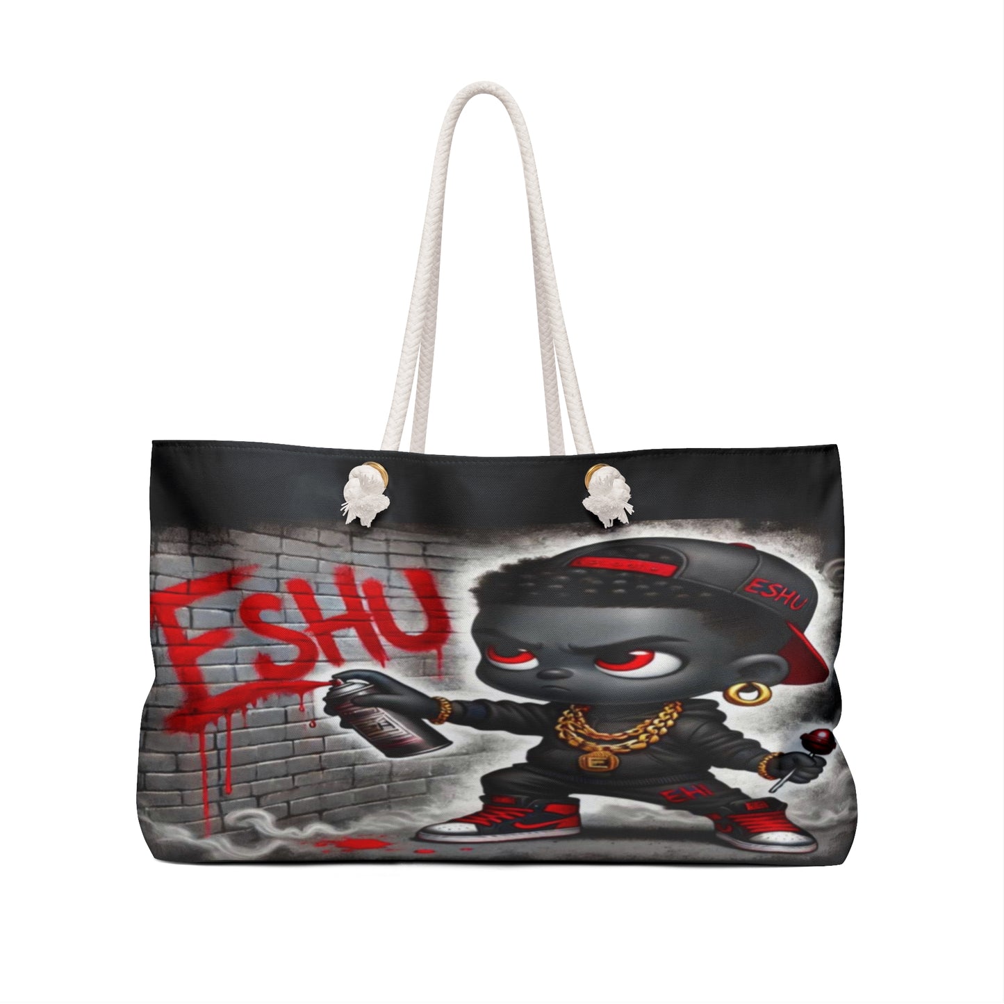 Street Art inspired Orisha ESHU Ladies Weekender Bag! On the Go Eshu bag! Gift for Devotee or Godparent!